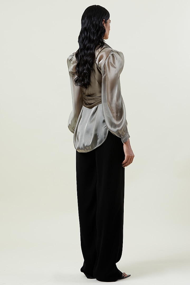 Brown Polyester Scarf Tie-Up Top by Kanika Goyal at Pernia's Pop Up Shop