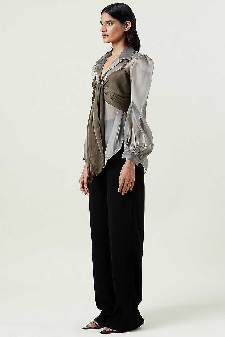 Brown Polyester Scarf Tie-Up Top by Kanika Goyal at Pernia's Pop Up Shop
