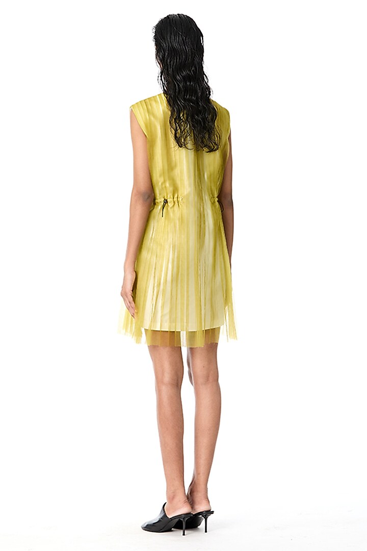 Yellow Japanese Crepe Embellished Mini Cocktail Dress by Kanika Goyal at Pernia's Pop Up Shop