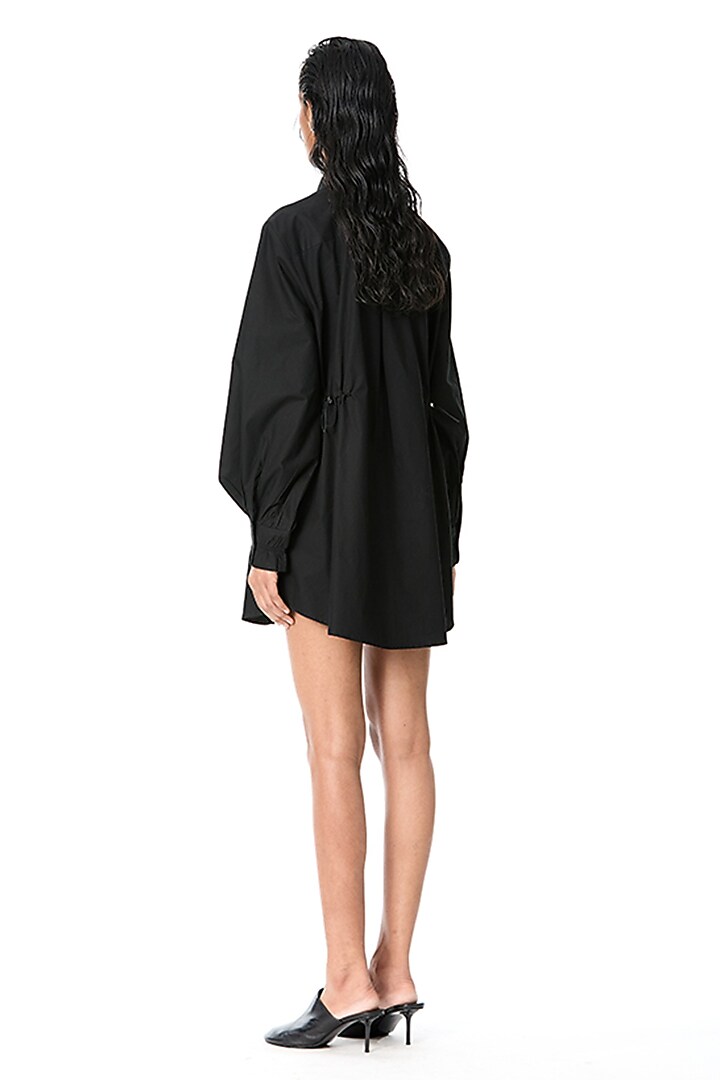Black Cotton Embellished Mini Vacation Dress by Kanika Goyal at Pernia's Pop Up Shop