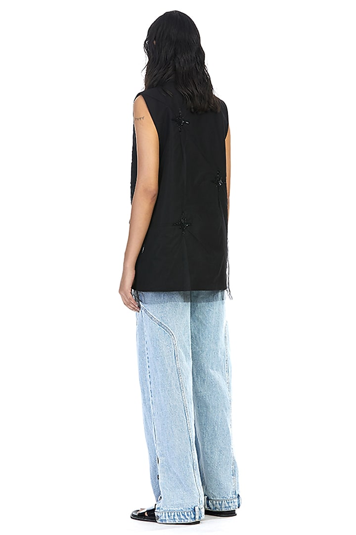 Black Polyester Embellished Blazer by Kanika Goyal at Pernia's Pop Up Shop
