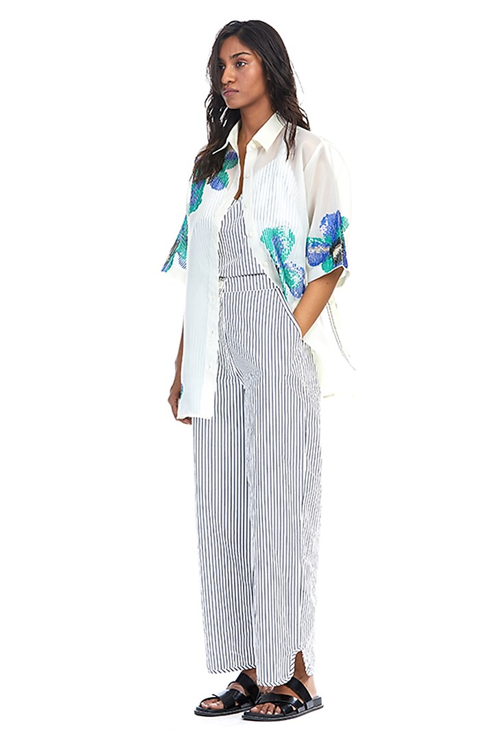 Light Green Organza Embellished Shirt by Kanika Goyal at Pernia's Pop Up Shop