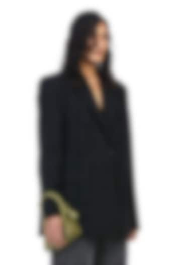 Black Polyester Oversized Blazer by Kanika Goyal at Pernia's Pop Up Shop