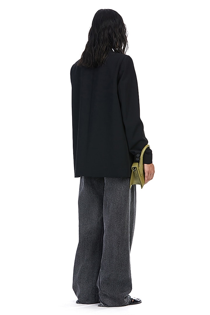 Black Polyester Oversized Blazer by Kanika Goyal at Pernia's Pop Up Shop