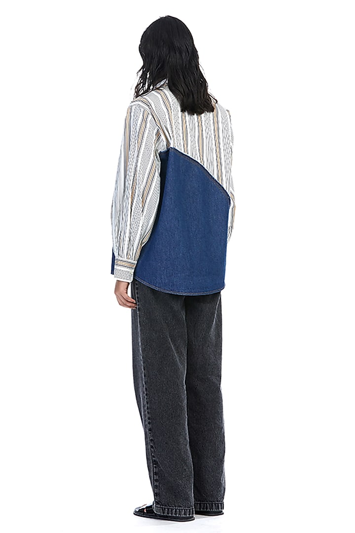 Black Cotton Denim Straight Pants by Kanika Goyal at Pernia's Pop Up Shop