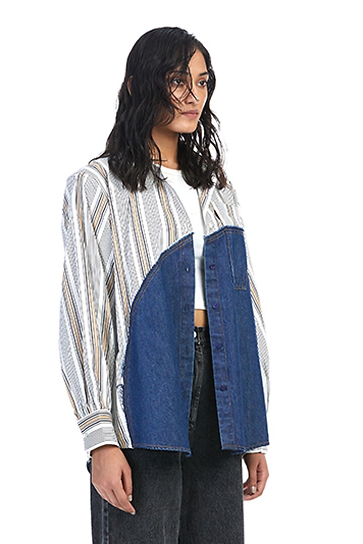 Black Cotton Denim Straight Pants by Kanika Goyal at Pernia's Pop Up Shop
