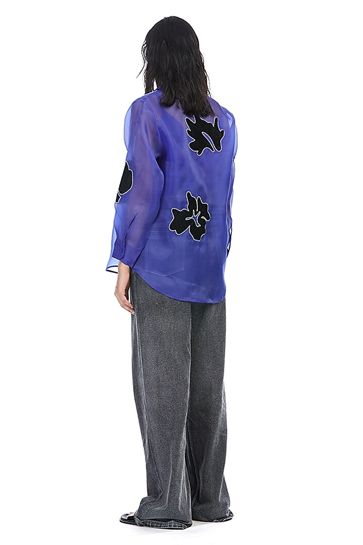 Violet Organza Embellished Shirt by Kanika Goyal at Pernia's Pop Up Shop