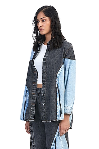 Black & Blue Denim Shacket by Kanika Goyal