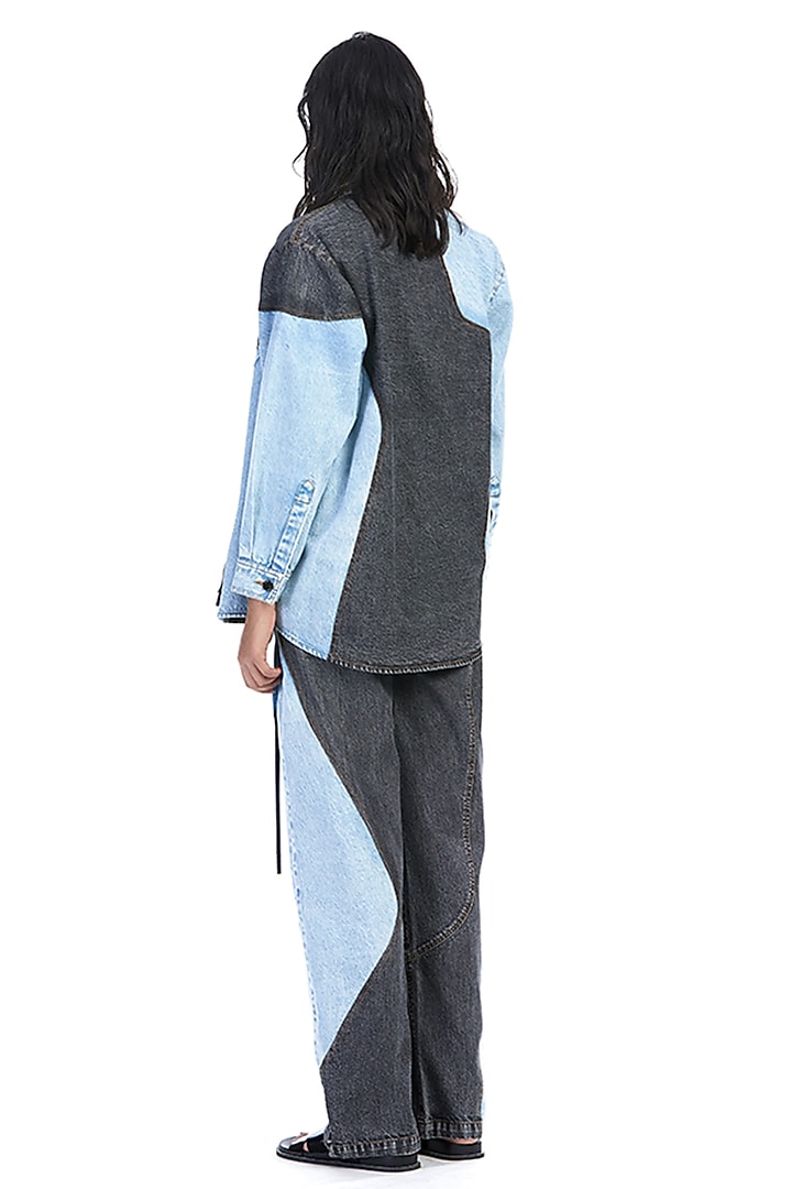 Black & Blue Denim Shacket by Kanika Goyal at Pernia's Pop Up Shop