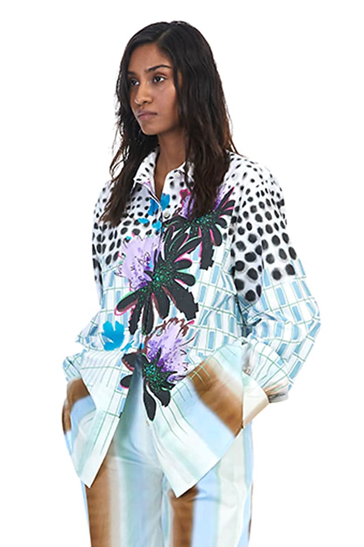 Multi-Colored Cotton Engineered Printed Co-Ord Set by Kanika Goyal at Pernia's Pop Up Shop