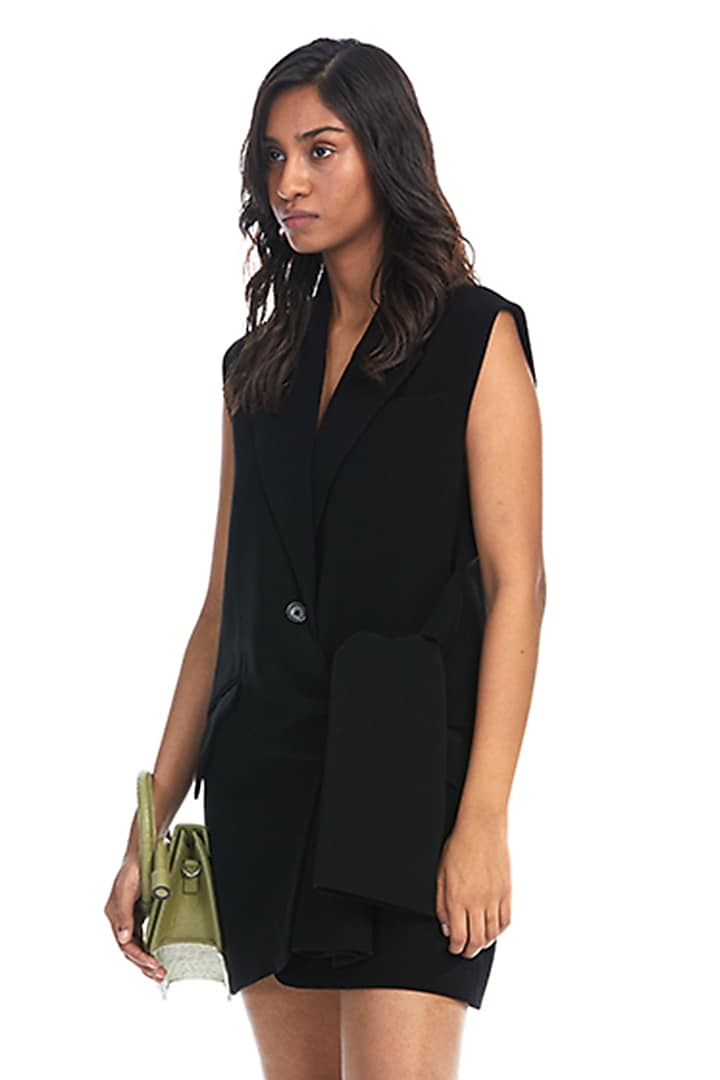 Black Polyester Mini Blazer Cocktail Dress by Kanika Goyal at Pernia's Pop Up Shop