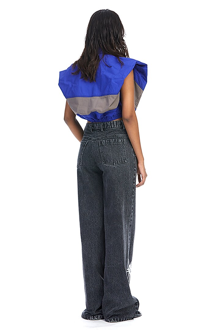 Faded Black Denim Straight-Fit Pants by Kanika Goyal at Pernia's Pop Up Shop