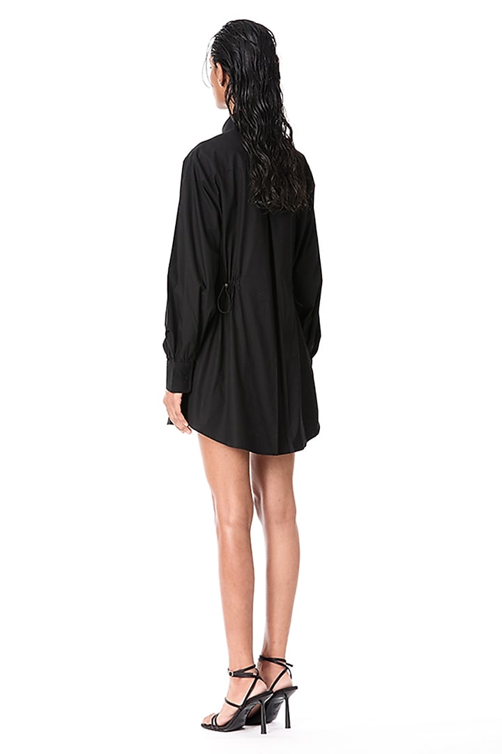 Black Cotton Embellished Mini Vacation Dress by Kanika Goyal at Pernia's Pop Up Shop