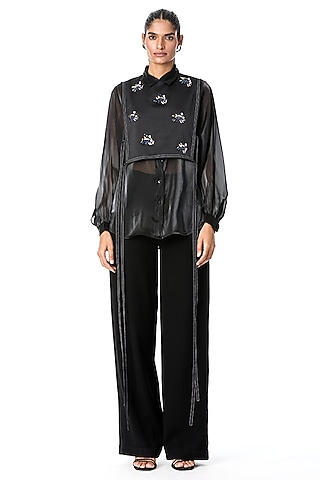 Black Japanese Crepe Pants by Kanika Goyal