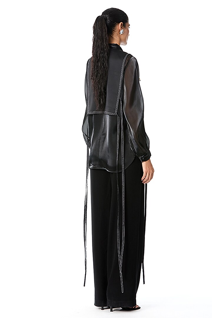 Black Japanese Crepe Pants by Kanika Goyal at Pernia's Pop Up Shop