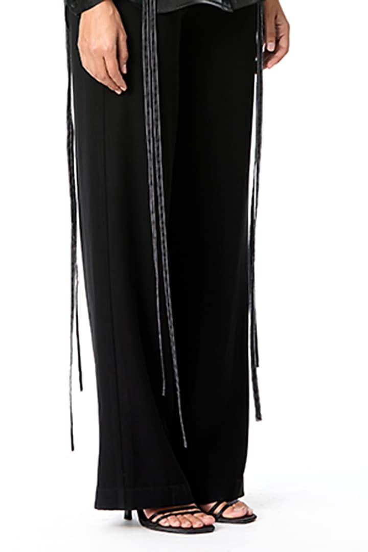 Black Japanese Crepe Pants by Kanika Goyal at Pernia's Pop Up Shop