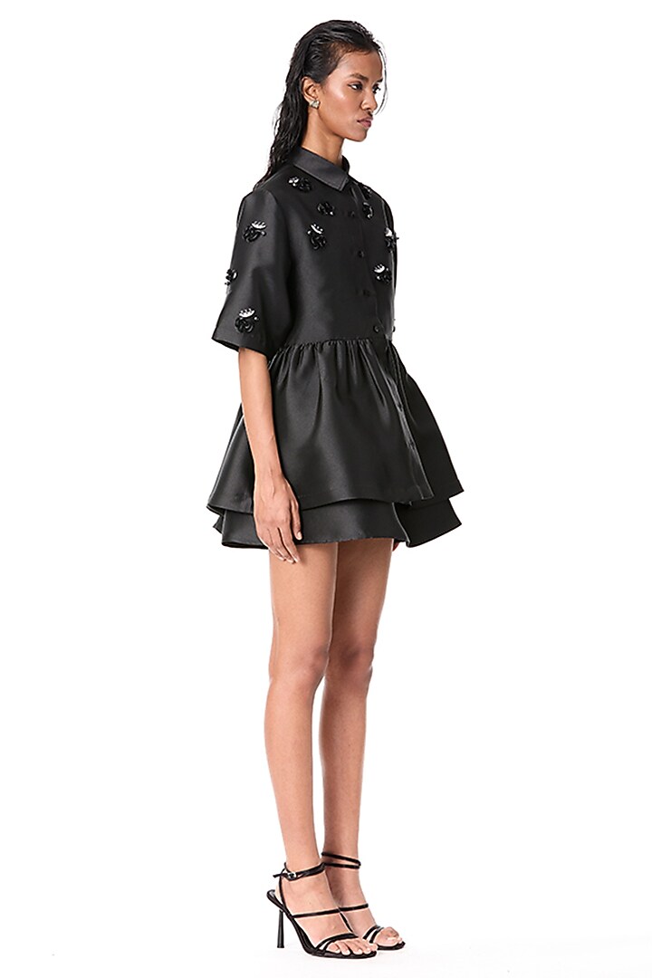 Black Taffeta Skirt by Kanika Goyal at Pernia's Pop Up Shop