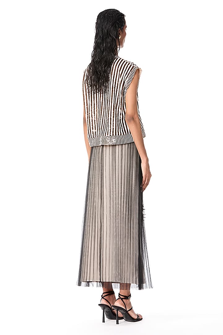 Multi-Colored Polyester Embellished Striped Top by Kanika Goyal at Pernia's Pop Up Shop