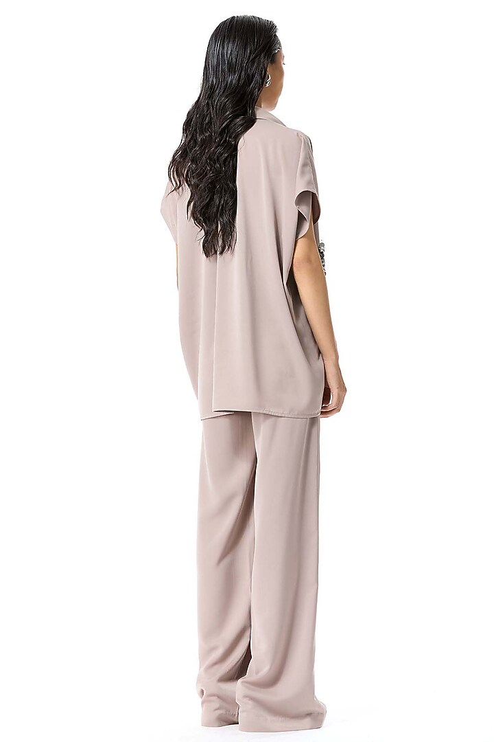 Beige Papaya Twill Embellished Top by Kanika Goyal at Pernia's Pop Up Shop