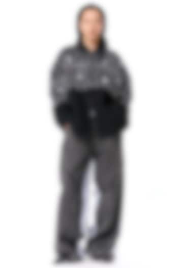 Black Acrylic & Wool Embellished Jacket by Kanika Goyal at Pernia's Pop Up Shop