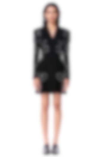 Black Polyester Embellished Blazer Party Wear Dress by Kanika Goyal at Pernia's Pop Up Shop