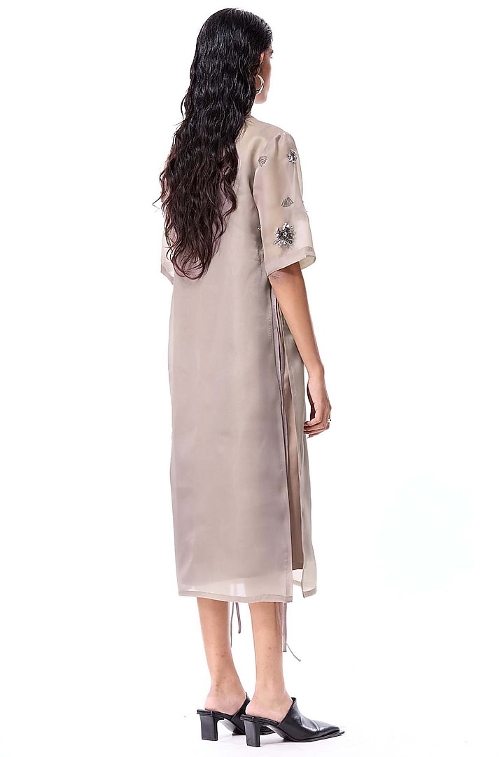 Blush Pink Polyester Embellished Midi Cocktail Dress by Kanika Goyal at Pernia's Pop Up Shop