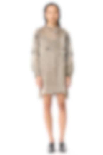 Beige Polyester Hand Embellished Mini Cocktail Dress by Kanika Goyal at Pernia's Pop Up Shop