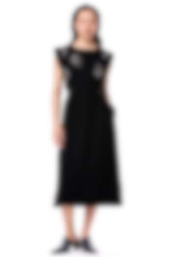 Black Polyester Embellished Midi Cocktail Dress by Kanika Goyal at Pernia's Pop Up Shop