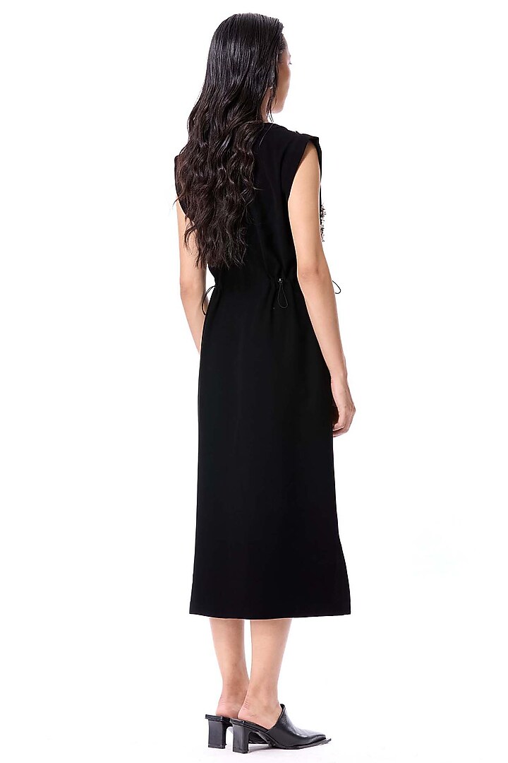 Black Polyester Embellished Midi Cocktail Dress by Kanika Goyal at Pernia's Pop Up Shop