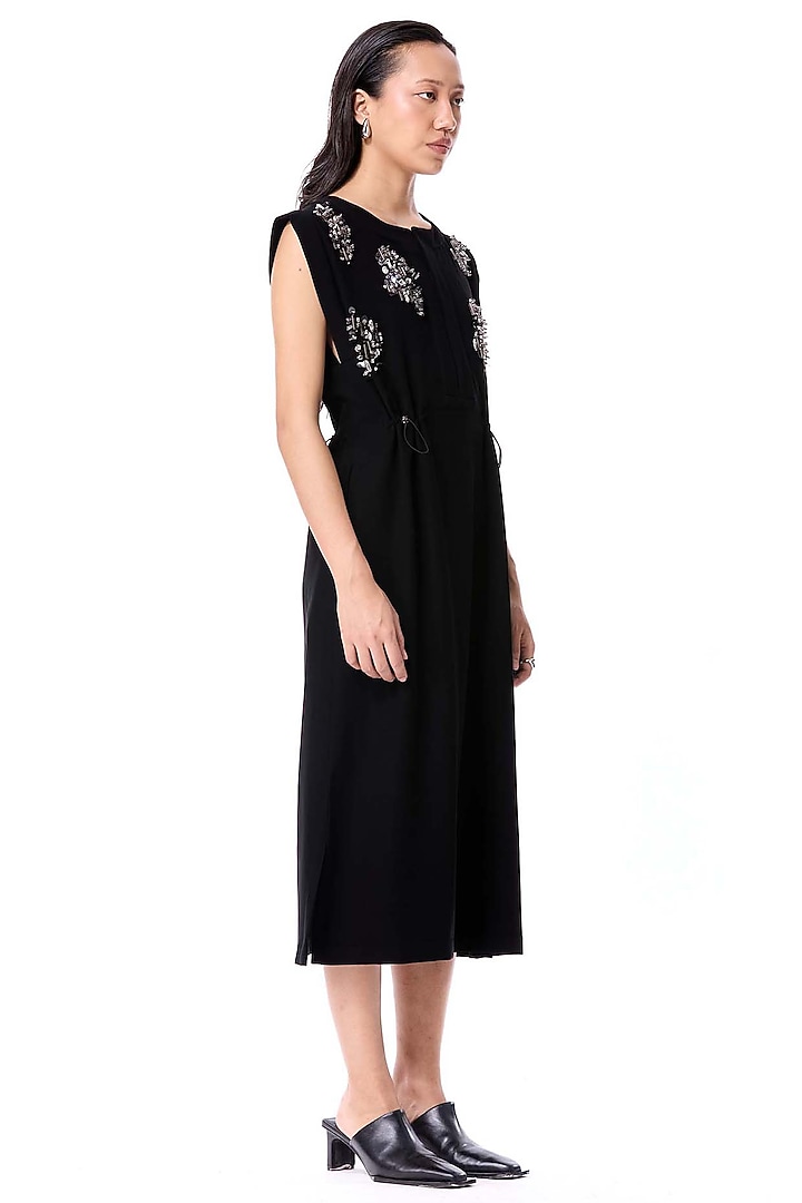 Black Polyester Embellished Midi Cocktail Dress by Kanika Goyal at Pernia's Pop Up Shop