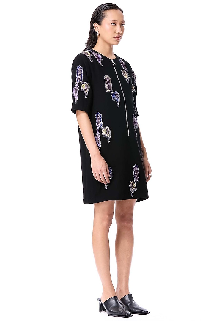 Black Polyester Embellished Mini Cocktail Dress by Kanika Goyal at Pernia's Pop Up Shop