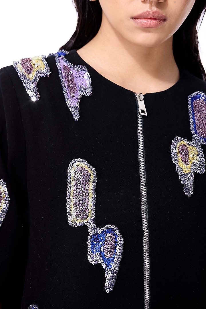 Black Polyester Embellished Mini Cocktail Dress by Kanika Goyal at Pernia's Pop Up Shop