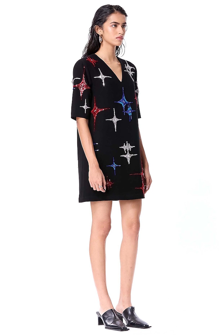Black Polyester Embellished Mini Cocktail Dress by Kanika Goyal at Pernia's Pop Up Shop