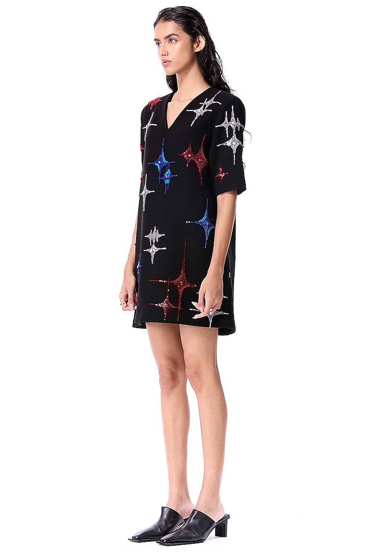 Black Polyester Embellished Mini Cocktail Dress by Kanika Goyal at Pernia's Pop Up Shop