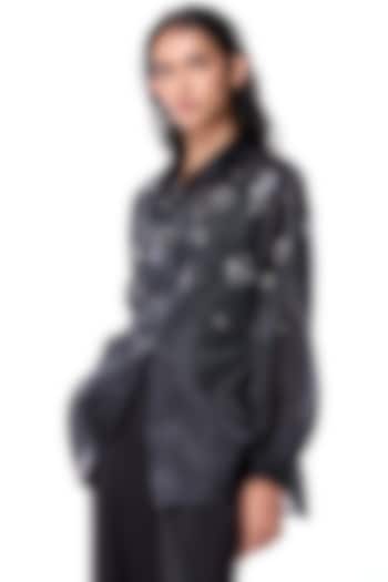 Black Polyester Embellished Shirt by Kanika Goyal at Pernia's Pop Up Shop
