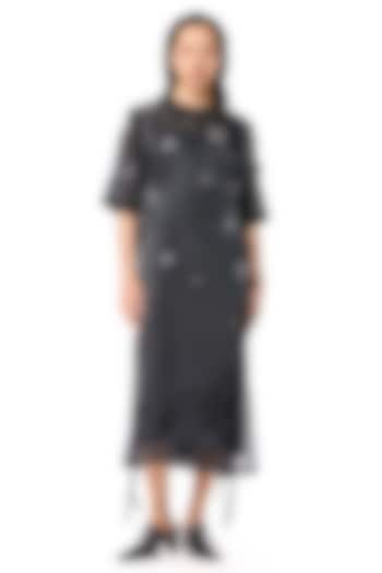 Black Polyester Embellished Midi Cocktail Dress by Kanika Goyal at Pernia's Pop Up Shop