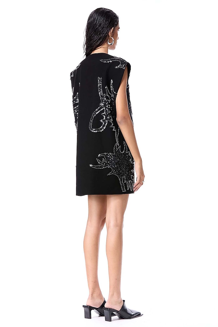 Black Polyester Embellished Mini Blazer Party Wear Dress by Kanika Goyal at Pernia's Pop Up Shop