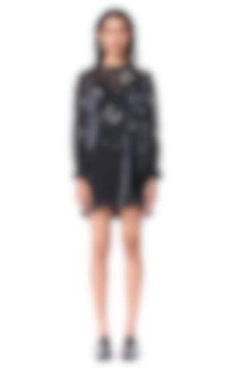 Black Polyester Hand Embellished Mini Cocktail Dress by Kanika Goyal at Pernia's Pop Up Shop