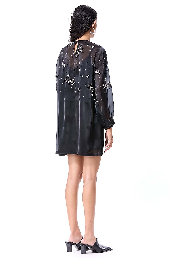 Black Polyester Hand Embellished Mini Cocktail Dress by Kanika Goyal at Pernia's Pop Up Shop