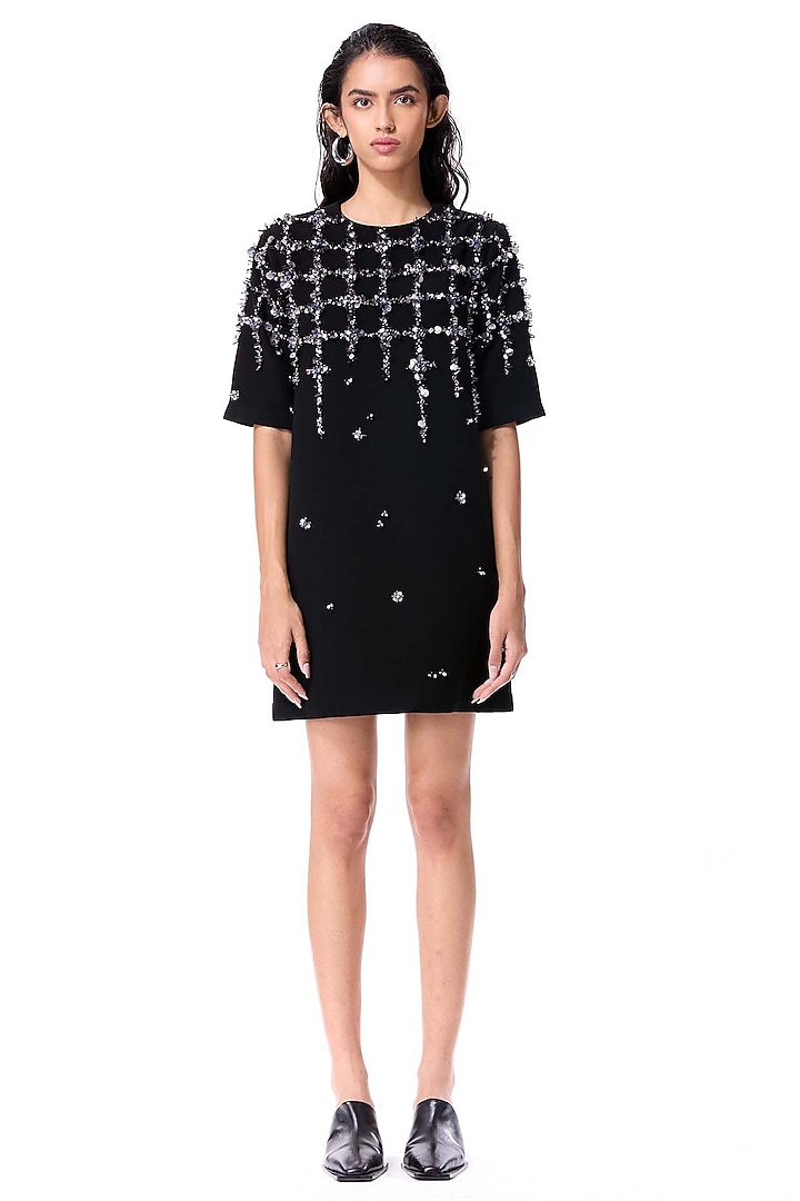 Multi-Colored Polyester Hand Embellished Mini Cocktail Dress by Kanika Goyal at Pernia's Pop Up Shop