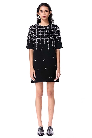 Multi-Colored Polyester Hand Embellished Mini Dress by Kanika Goyal