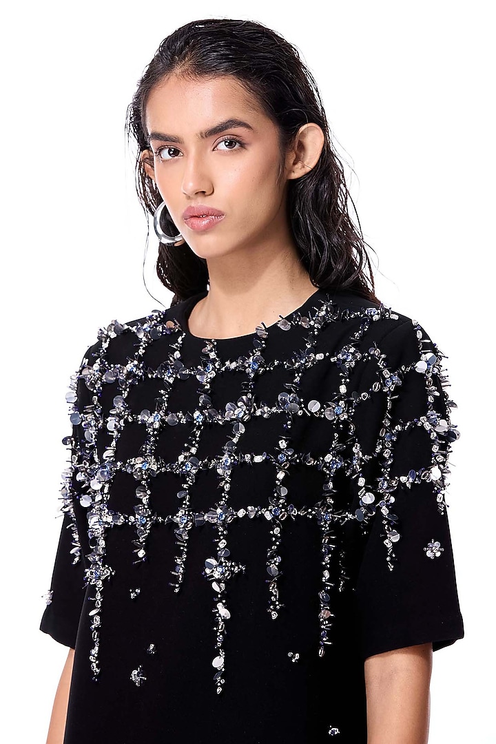 Multi-Colored Polyester Hand Embellished Mini Cocktail Dress by Kanika Goyal at Pernia's Pop Up Shop
