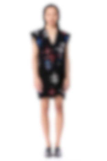 Black Polyester Embellished Mini Blazer Cocktail Dress by Kanika Goyal at Pernia's Pop Up Shop