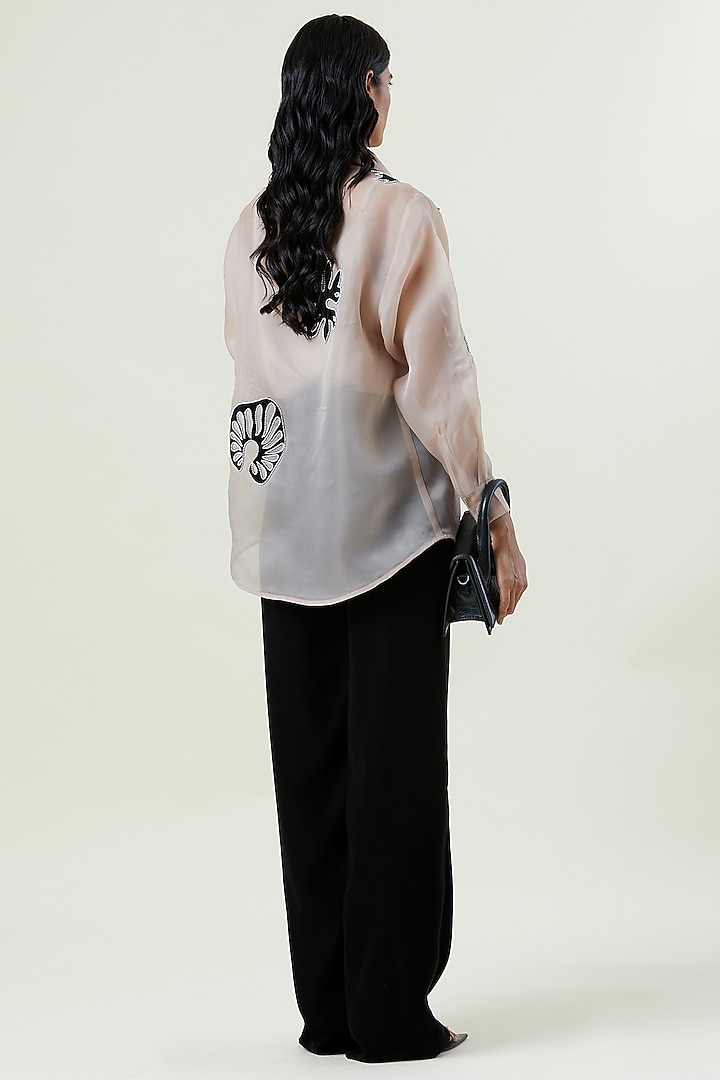 Beige Polyester Applique Shirt by Kanika Goyal at Pernia's Pop Up Shop