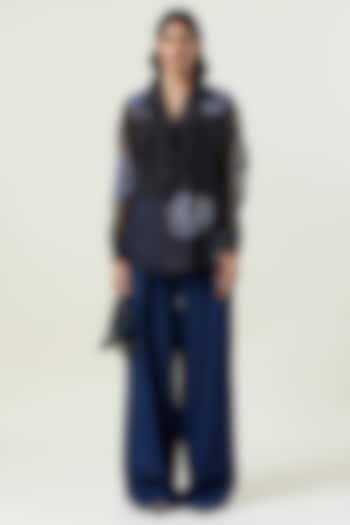 Black Polyester Applique Shirt by Kanika Goyal at Pernia's Pop Up Shop