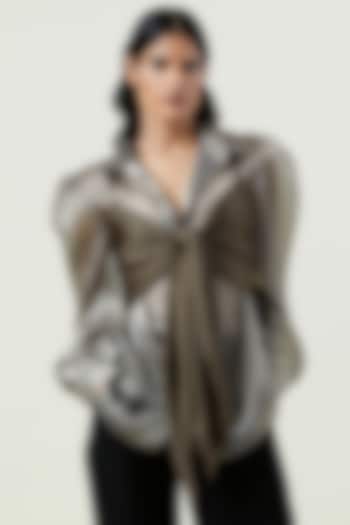 Brown Polyester & Organza Shirt by Kanika Goyal at Pernia's Pop Up Shop