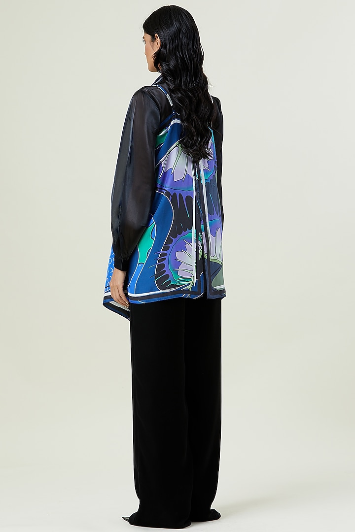 Multi-Colored Silk Engineered Printed Top by Kanika Goyal at Pernia's Pop Up Shop