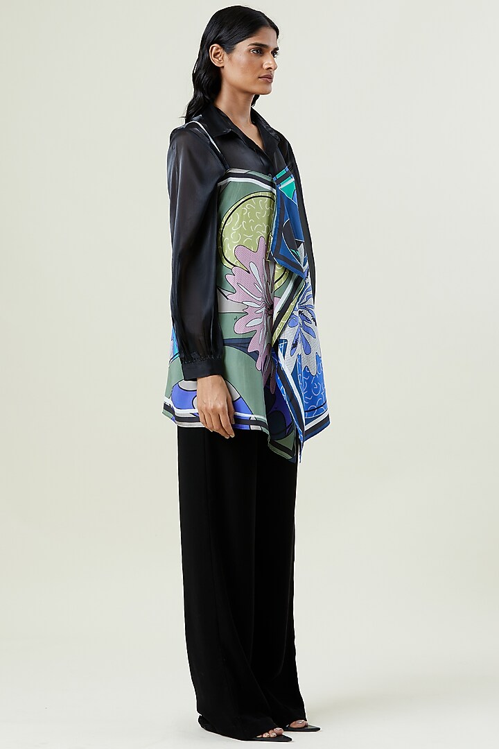 Multi-Colored Silk Engineered Printed Top by Kanika Goyal at Pernia's Pop Up Shop