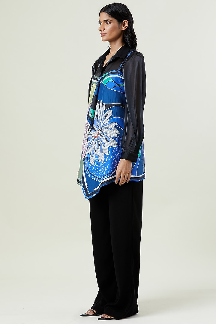 Multi-Colored Silk Engineered Printed Top by Kanika Goyal at Pernia's Pop Up Shop