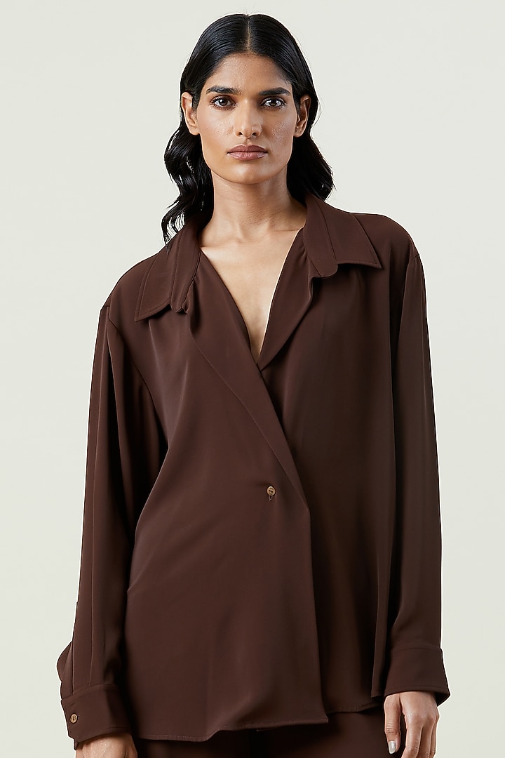 Brown Polyester Co-Ord Set by Kanika Goyal at Pernia's Pop Up Shop
